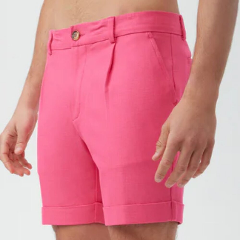 NWT 38 MR TURK Oliver2 Short Terrazzo Twill Pink Paradise Designer Resortwear - Picture 2 of 3